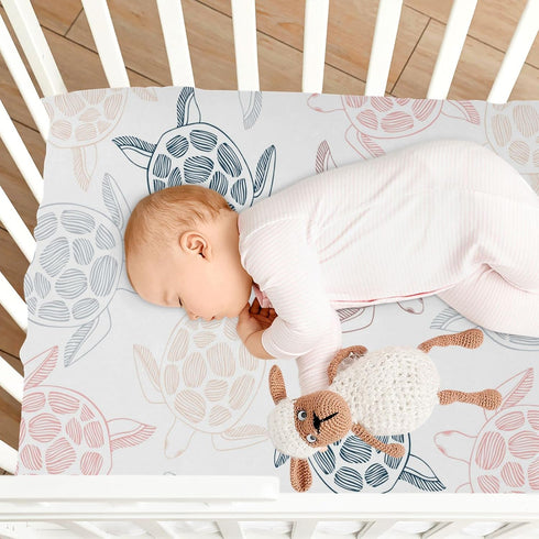 xigua Sea Turtles Fitted Crib Sheet for Girls and Boys, Soft Breathable for Standard Crib & Toddler Bed