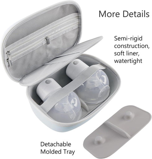 Gowing 2 Wearable Breast Pumps Carrying Bag, Hard Shell Case with Removable Tray, Watertight Breast Pump Storage Bag