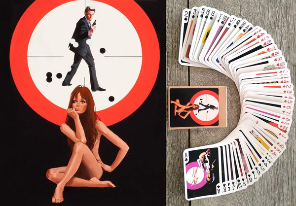 Spy Crime Fiction Playing Cards, Vintage Retro Poker Deck with 54 Different Magazine Covers