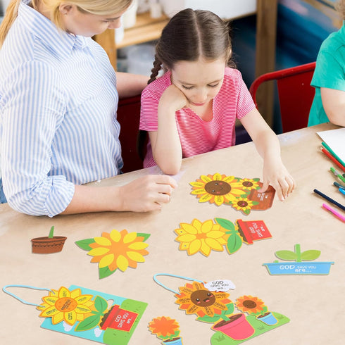 24 Set CroBlissful Sunflower Craft Kit God Says You are Sunflower DIY Crafts Christian Bible Craft Kit for Easter