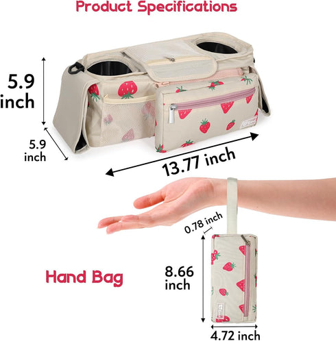 Universal Stroller Organizer with Insulated Cup Holders and Detachable Phone Bag,Stroller Caddy Fits for Stroller