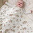 Muslin Baby Blankets for Girls, Super Soft Minky with Breathable Cotton Front and 3D Dotted Fleece Backing, Pink Floral