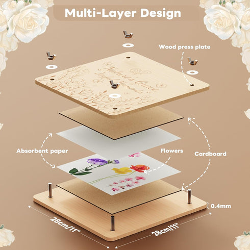 11" 11" 10 zunmial Flower Press KitCraft Kits x Large Layers Wooden Flower Presser for Adults & Teens DIY Bouquet