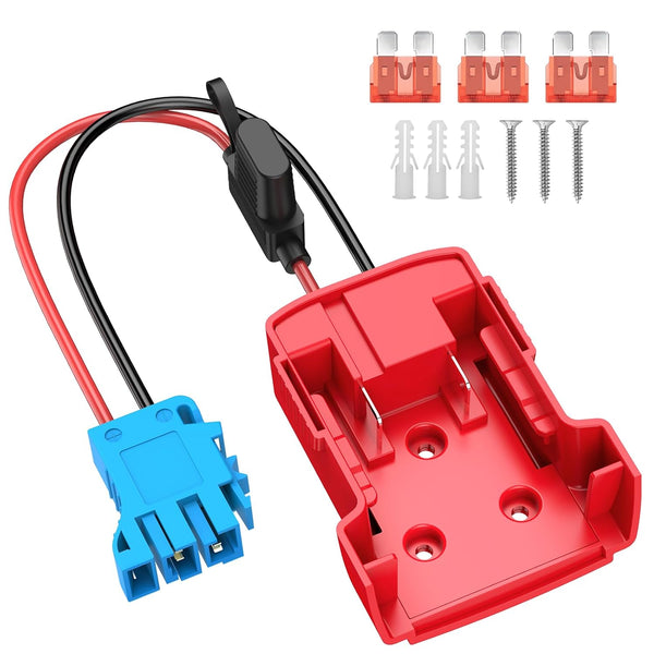 Power Wheels Adapter for Milwaukee M18 Battery: Compatible with Peg-Perego Children Ride-on Car, 12AWG Wire with 40A