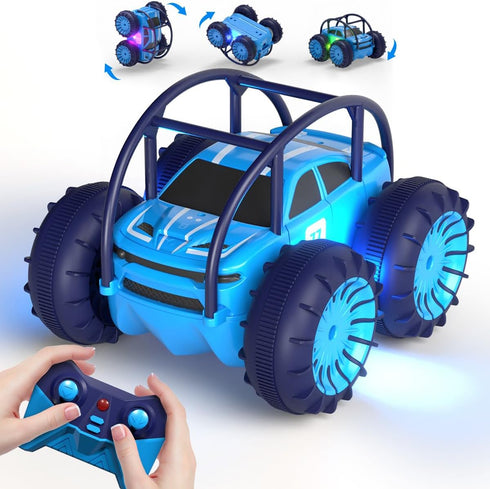 MaxTronic Amphibious Remote Control Car, 360° Flips Rotation Stunt Crawler, 15KM/H 4WD Toy for Kids Age 3-12