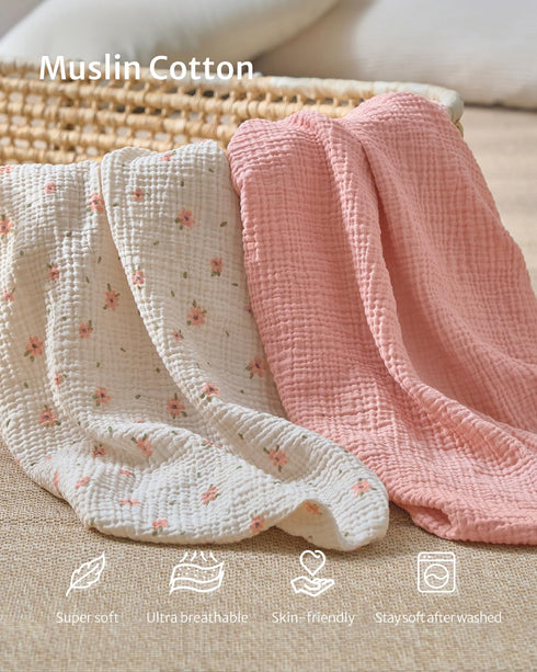 2Pack Blissful Diary Muslin Changing Pad Cover for Baby Girls, Ultra Soft Breathable Cotton, Baby Diaper Change Table