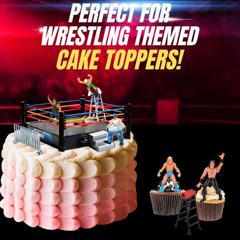 Liberty Imports Ultimate 32-Piece Wrestling Miniature Toys for Kids, Wrestler Figures with 2 Rings