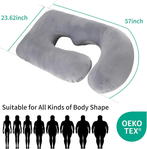 Wodsfay 57 Inch U-Shaped Pregnancy Pillow for Sleeping, Full Body Support for Back, HIPS & Belly - Maternity Pillow