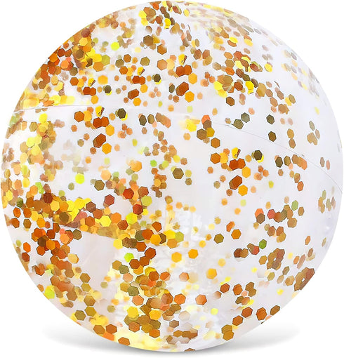 AMOR PRESENT Beach Ball, 16" Glitter Inflatable Beach Ball for Kids & Toddlers, Summer Party Favors