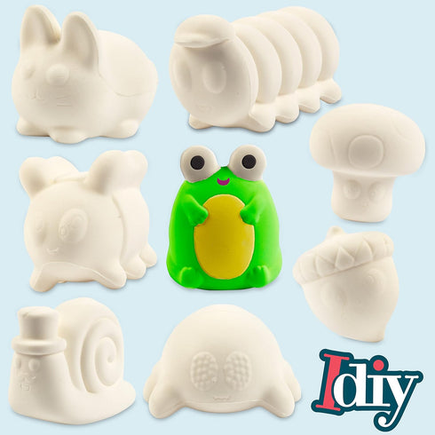 Idiy (46")8 12 Jumbo Squishy Toys Craft Kit for Kids-Paint Your Own Slow Rising Squishies Garden Critters w Fabric