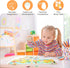 WOOD CITY Toddler Puzzles and Rack Set, Wooden Peg Puzzles Bundle with Storage Holder for Kids Age 2-4