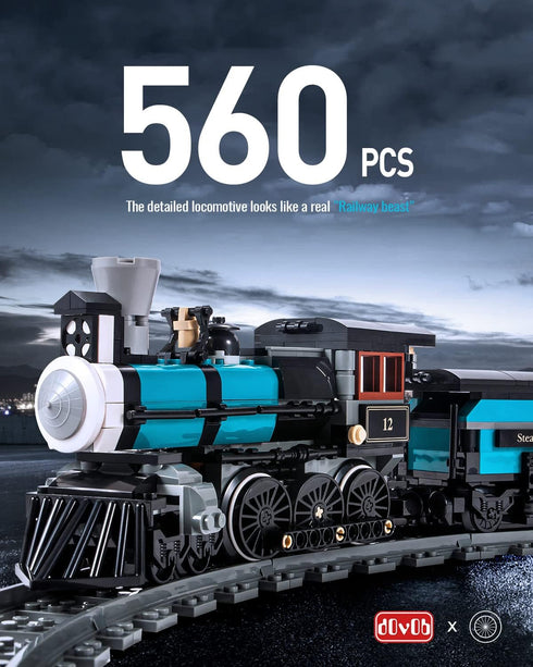 TH10 Set (560 dOvOb Steam Train Building Kit with Train Track, Collectible Steam Locomotive Engineering Toys for Kids