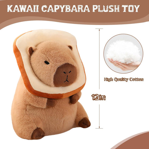 Cute 12 Inch Capybara Plush Doll with Bread Stuffed Animal for Kids Adults