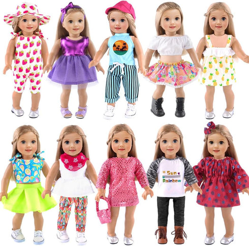 ebuddy 10 Sets 18 Inch Doll Clothes and Accessories - Fashion Outfits