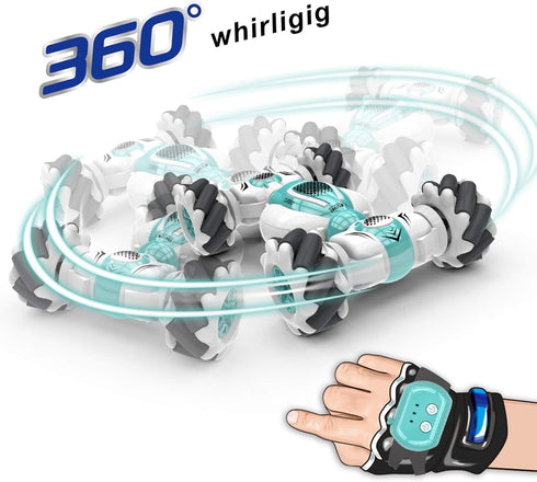 GoolRC RC Stunt Car - 2.4GHz 4WD Remote Control Car, Deformable Off Road Car with 360° Flips (Blue)