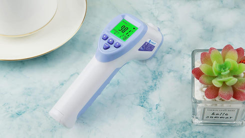 Amplim Touchless Digital Forehead Thermometer for Kids, Adults, Babies - Non-Contact Fever Thermometer with Temporal