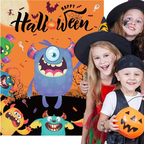 Halloween Party Games Pin Eye on The Monster Game, Reusable Halloween Party Favor Supplies for Kids