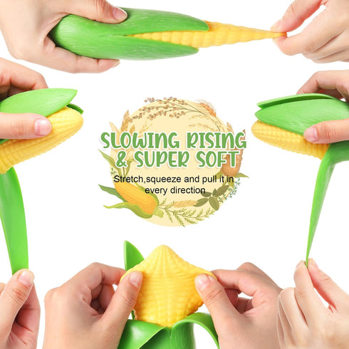 Zhanmai 4 Pcs Fake Banana Toy Soft Stress Relief Rubber Stretchy Fidget Toys for Little Ones (Corn Style)