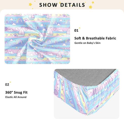 miaozhen Sailboat 1 Pack 52x28 Cotton Crib Sheets for Baby Boys Girls Soft Breathable Island Cartoon Crib Mattress