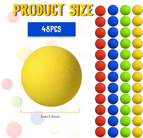 Sumind 48 Pieces Foam Balls, Soft Foam Bullet Replacement Refill Pack for Blasters Guns, Birthday Party Favors, Red,
