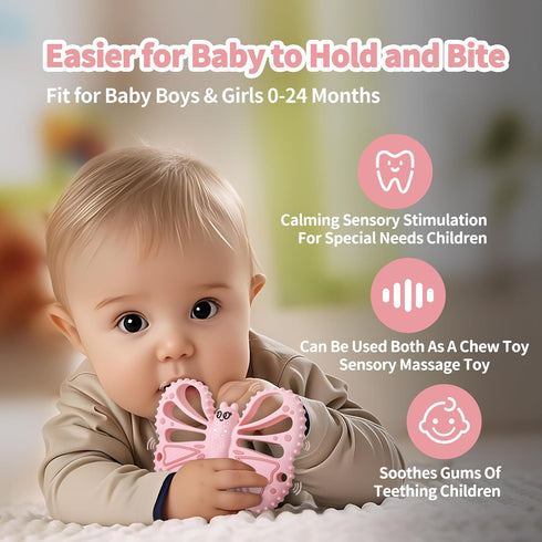 ETETOO 10X Settings, Vibrating Teether for Baby - Sensory Chew Toy for Autistic Children & Vibrating Chewy, Vibration