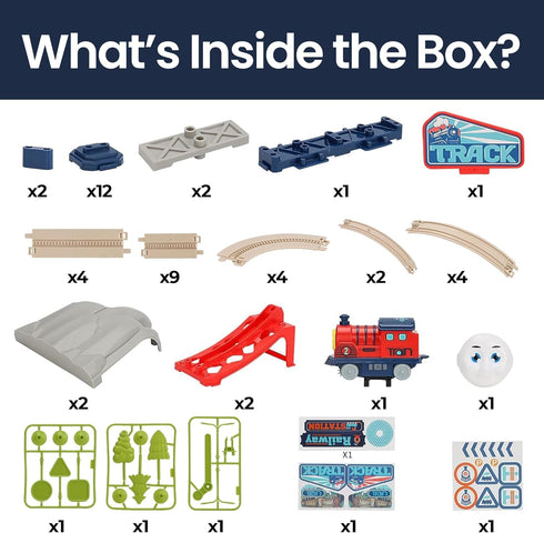 3-5 Set Train Toys for Toddlers | Electric Train for Kids - Toy Train, Railway Station with Loop, Bridge & Signs