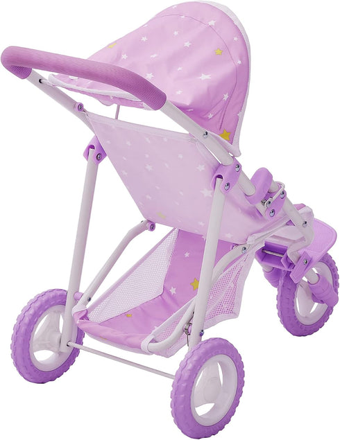 Purple and White Baby Doll Jogging Stroller with Canopy