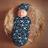 Set KiuLoam Camouflage Blue Jets Airplanes Newborn Swaddle with Matching Hat, Newborn Receiving Blanket Soft Unisex