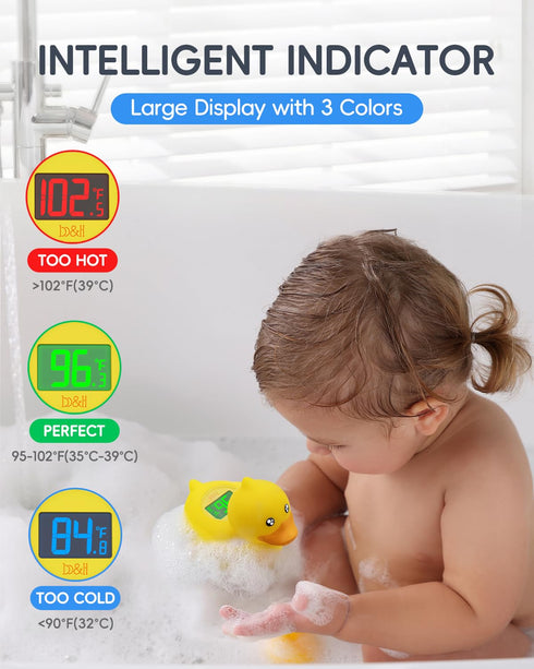 b&h Duck Rechargeable Baby Bath Thermometer - Fast Temperature Reading, Digital Water Thermometer for Bathtub and Room