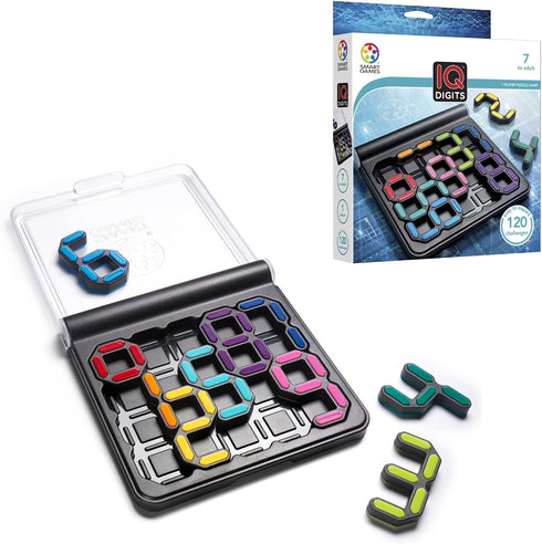 SmartGames IQ Digits Compact Travel Logic Game with 120 Number Challenges, Math