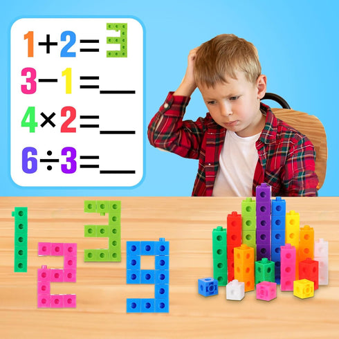 Jenaai 1000 Pieces Linking Cubes Counting Blocks, Colorful Math Manipulatives for Preschool Activities for Boys and