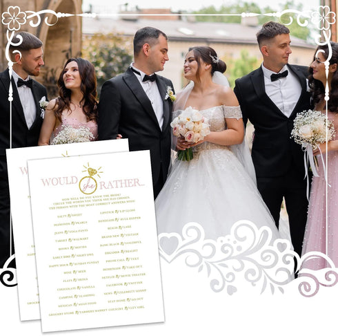 Would She Rather Game - Bridal Shower Cards, Wedding Party Games, 20 Cards per Set, Fun and Easy to Play