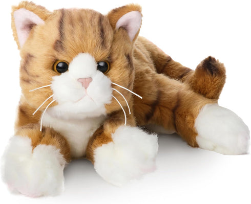 Bearington Collection 15-Inch Tabby Cat Plush Toy, Realistic Stuffed Animal, Orange