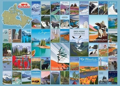 Cobble Hill 1000 Piece Puzzle - National Parks and Reserves of Canada with Sample Poster Included
