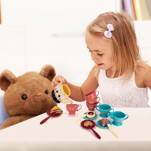 ArtCreativity 19-Piece Musical Tea Set for Girls - Toddler Tea Party Set with Motion-Activated Sound, Music, Lights