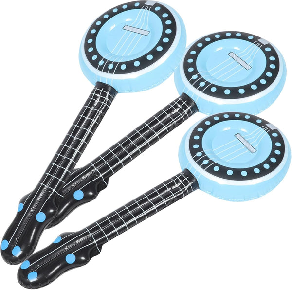Inflatable Rock Star, 80s 90s Party Decorations, Blow Up Banjo Musical Instrument Props for Kids Party Supplies 3Pcs