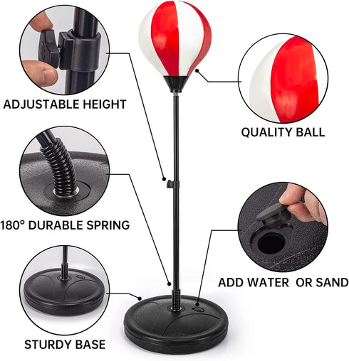Punching Bag for Kids with 2 Pack Boxing Gloves, Boxing Toys for Boys & Girls Age 5-10, Height Adjustable Stand