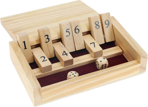 WE Games Mini Shut The Box Game, Wooden 5.5 inches, 9 Number Flip Tiles, Travel Size, Birthday Gifts, Home Decor