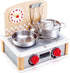 Hape 2-in-1 Kitchen & Grill Set Multicolor, Dimensions: L: 11.8, W: 9.1, H: 10.1 inch, Count of 6
