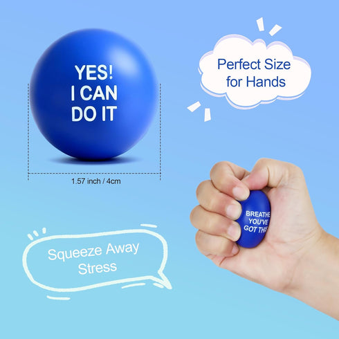 (72PCS, Motivational Stress Balls Bulk PU Material) - for Adults, Kids, People with Anxiety | Ideal for Team Building