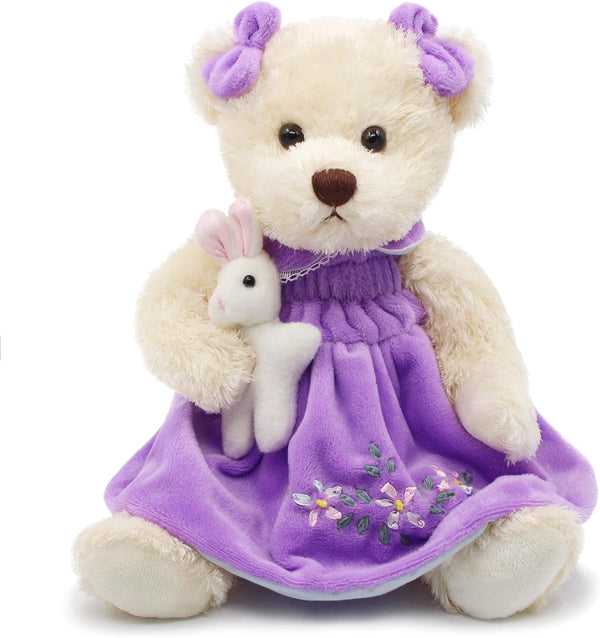 Oitscute Small Baby Teddy Bear with Cloth Cute Stuffed Animal Soft Plush