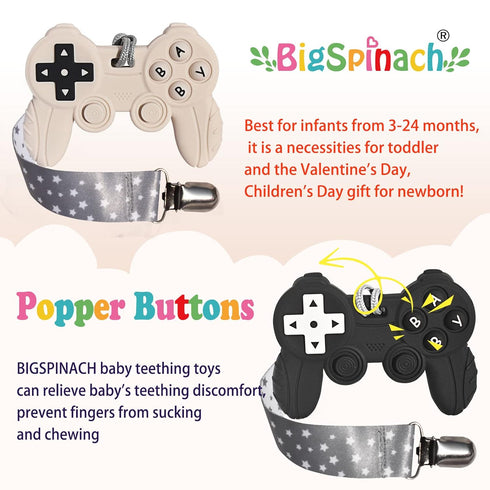 Baby Video Game Controller Teether Toy, Funny Teething Toy for Babies (Black)