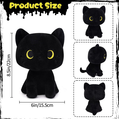 Cute Black Cat Plush Toy - Kawaii Black Cat Stuffed Animals - Creative Soft Stuffed Cat Plush Toys for Kids Boys Girls
