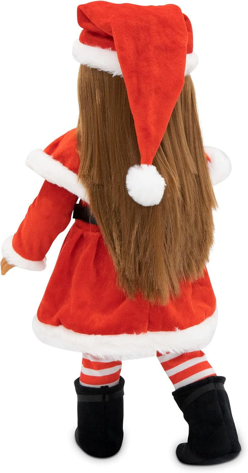Eimmie 18 Inch Sets 18 Playtime by Doll Clothes and Accessories - Christmas Holiday Dress with Matching Santa Hat