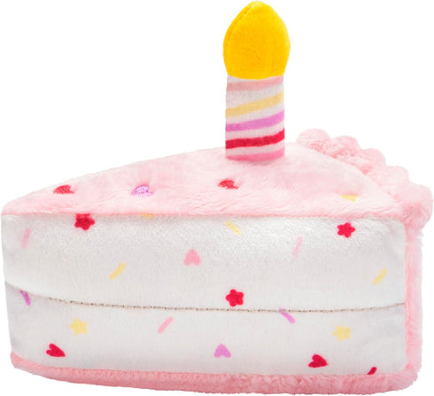 6 inches, Magic Years Musical Light Up Plush Toy, Happy Birthday Cake Slice, Pink