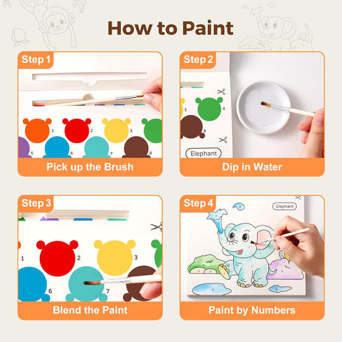 1-3, 2-4, 4-6, Jar Melo Paint with Water Books for Toddlers, Mess Free Watercolor Painting Activity for Kids Ages Art