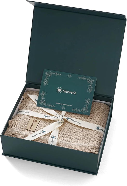 Neiwech Organic Cotton Baby Blanket Knit Soft Receiving Swaddling Crib Nursery Blankets for