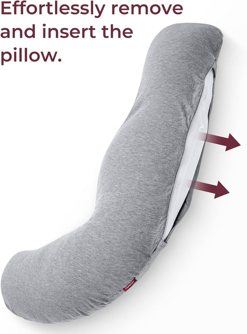 Momcozy Momcozy Pregnancy Pillow Cover J Shaped, Pregnancy Body Pillowcase Removable, Soft & Machine Washable