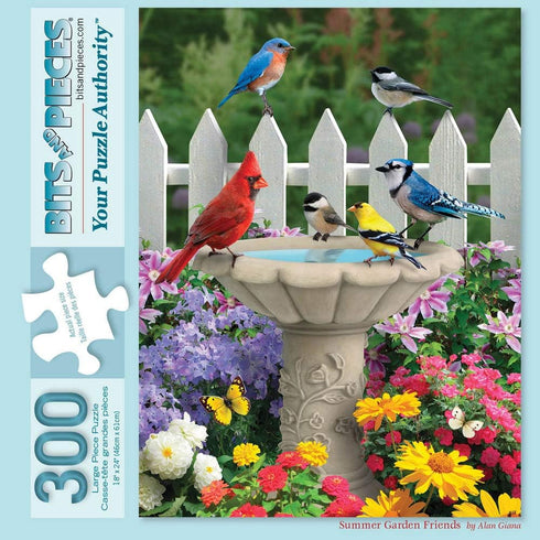 Bits and Pieces 300 Piece Jigsaw Puzzle for Adults, Summer Garden Friends by Artist Alan Giana