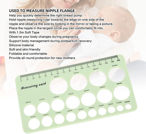 Nurnesy 1.5m Nipple Ruler, Flexible Silicone Breast Flange Measurement Tool for Breast Pump Flange Sizing, Postpartum